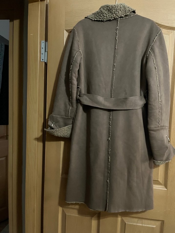 Kürk Detaylı Uzun Süet Kadın Kaban - Görsel 5