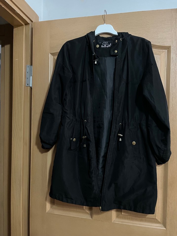 Siyah Kadın Midi Ceket, Gevşek Kesim - Görsel 2