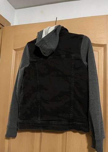 Gri Kol Detaylı Kadın Kot Ceket - Görsel 5