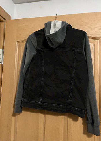 Gri Kol Detaylı Kadın Kot Ceket - Görsel 7