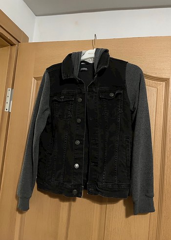 Gri Kol Detaylı Kadın Kot Ceket - Görsel 2