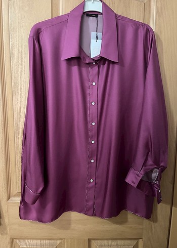 Mor Düğmeli Kadın Gömlek - Görsel 3