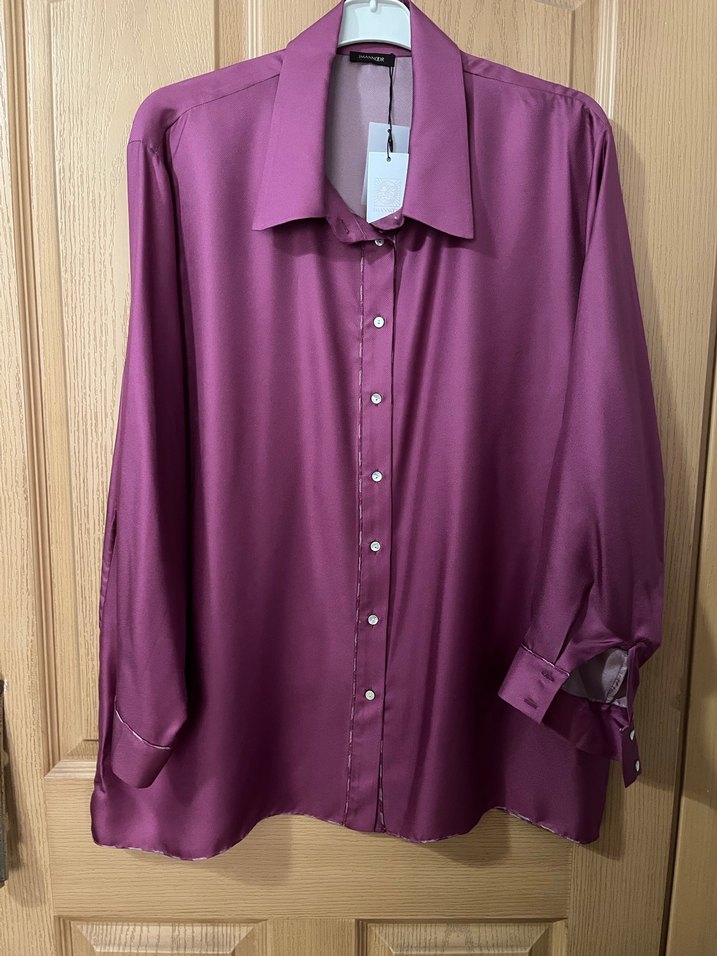 Mor Düğmeli Kadın Gömlek - Görsel 3