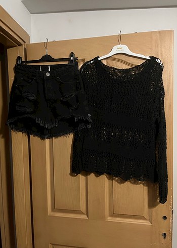 Siyah Örgü Mini Kadın Kazak - Görsel 5