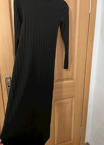 Uzun Kollu Siyah Piliseli Uzun Elbise - Görsel 7