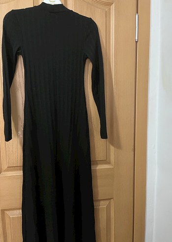 Uzun Kollu Siyah Piliseli Uzun Elbise - Görsel 3