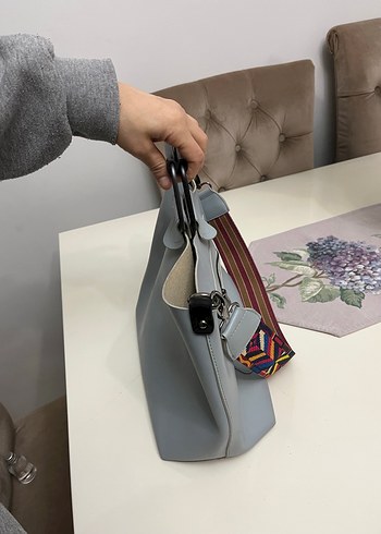 Gri Deri Minimalist Kadın Çanta - Görsel 5