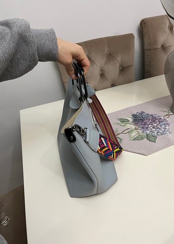 Gri Deri Minimalist Kadın Çanta - Görsel 6