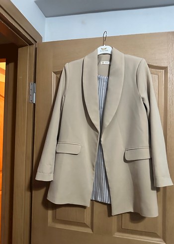 Bej Düğmeli Kadın Blazer Ceket - Görsel 5