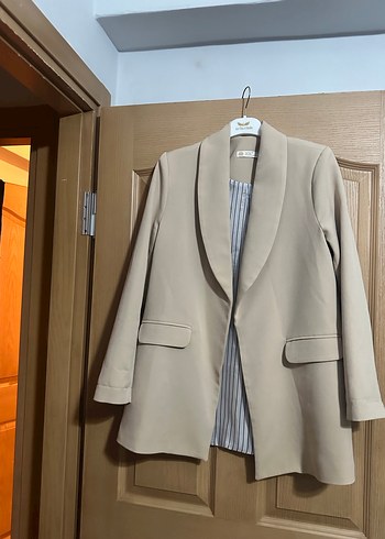 Bej Düğmeli Kadın Blazer Ceket - Görsel 2