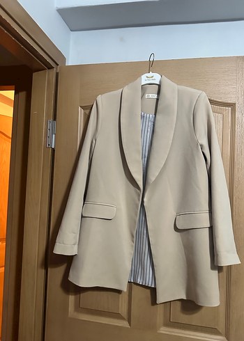 Bej Düğmeli Kadın Blazer Ceket - Görsel 4