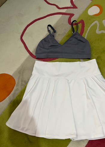 Bershka Beyaz Pliseli Mini Etek Taytlı etek