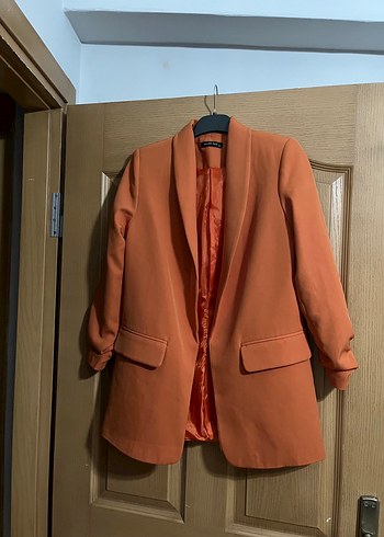 Düğmeli Kahverengi Kadın Blazer Ceket