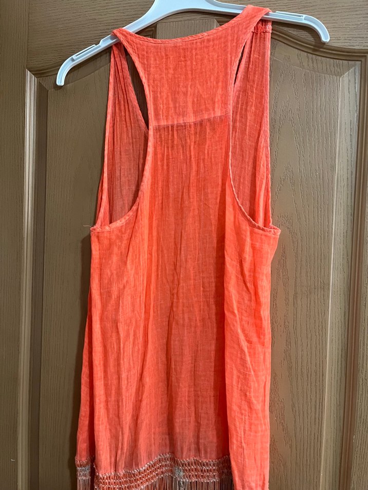 Püsküllü Turuncu Bohem Kolsuz Pilajlık - Görsel 5