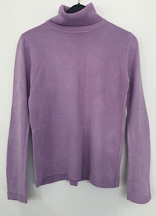 Lila Balıkçı Yaka Boğazlı Kazak Sweatshirt 