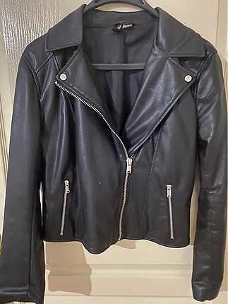 H&M siyah deri mont/ceket