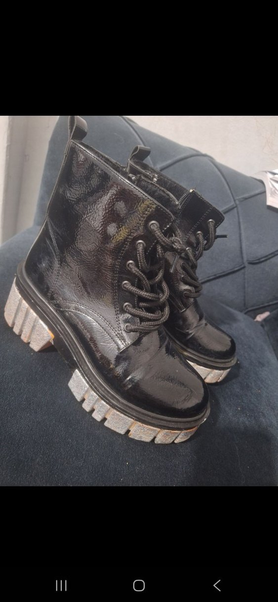 Parlak Siyah Platform Topuklu Kadın Botları - Görsel 5