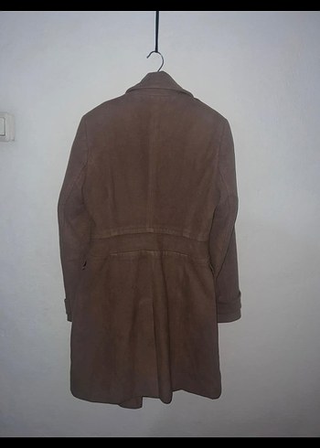 Düğmeli Kahverengi Süet Midi Kadın Kaban - Görsel 2