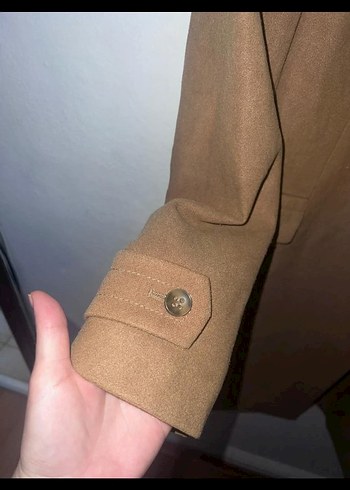 Düğmeli Kahverengi Süet Midi Kadın Kaban - Görsel 4