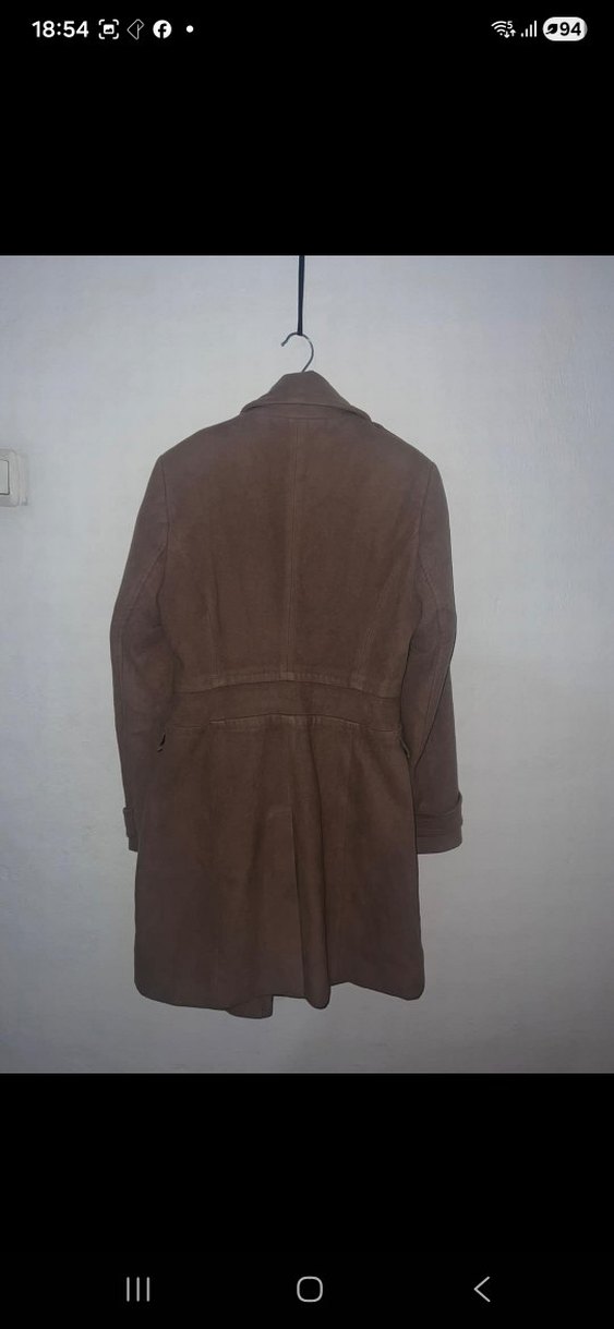 Düğmeli Kahverengi Süet Midi Kadın Kaban - Görsel 2