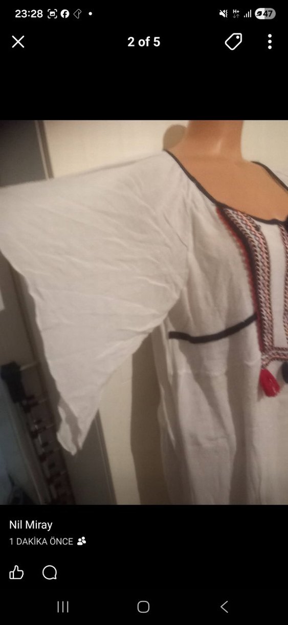 Püsküllü Nakışlı Beyaz Bohem Uzun Elbise - Görsel 2