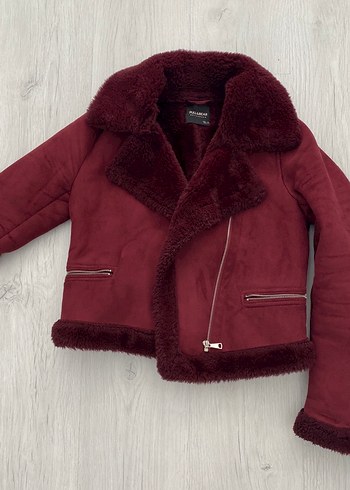 Pull and Bear Bordo Süet Kürk Detaylı Kadın Ceket pull&bear