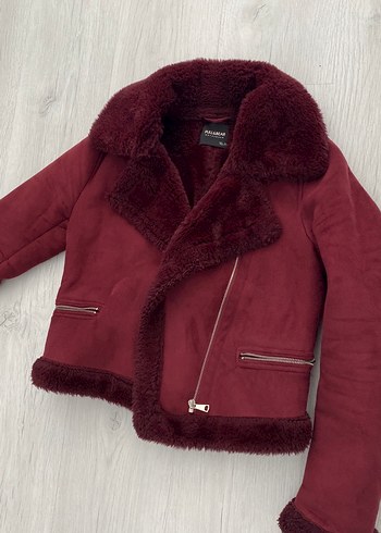 Bordo Süet Kürk Detaylı Kadın Ceket pull&bear