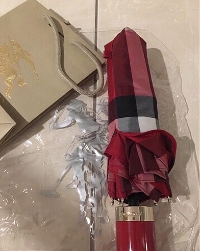 Burberry Check Burgundy Şemsiye - Görsel 2