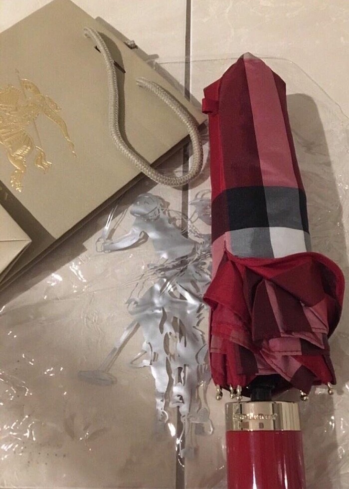 Burberry Check Burgundy Şemsiye - Görsel 2