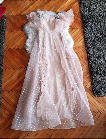 m Beden pembe Renk Prenses Model Abiye Elbise