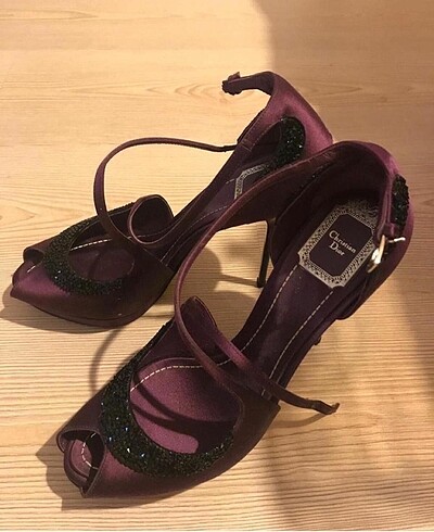 38,5 Beden Dior Mürdüm Taşlı Abiye Ayakkabı