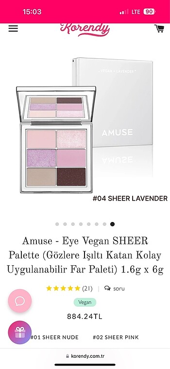 Amuse Lavender Sheer Far Paleti