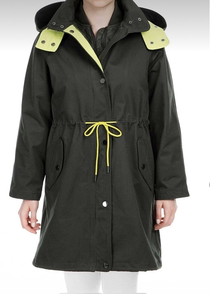 Armani Exchange Yeşil Montlu Parka Trençkot - Görsel 5
