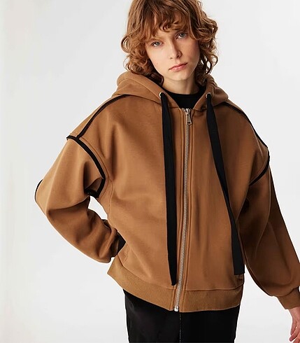 m Beden camel Renk Twist Kontrast Biyeli Colorblock Ceket