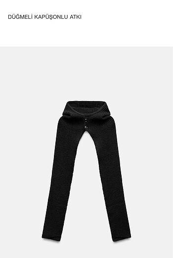 Zara Düğmeli Kapüşonlu Atkı Siyah