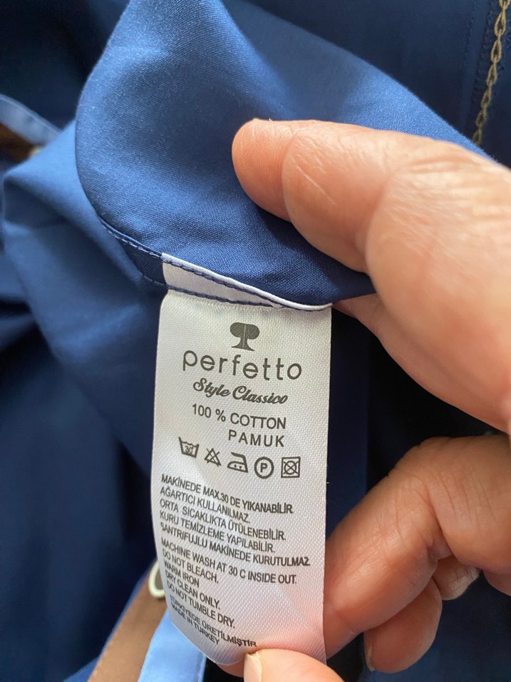 Düğmeli Mavi Erkek Gömlek perfetto - Görsel 2