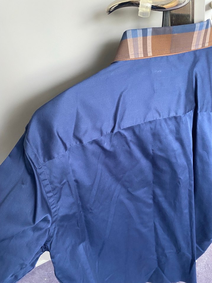 Düğmeli Mavi Erkek Gömlek perfetto - Görsel 5