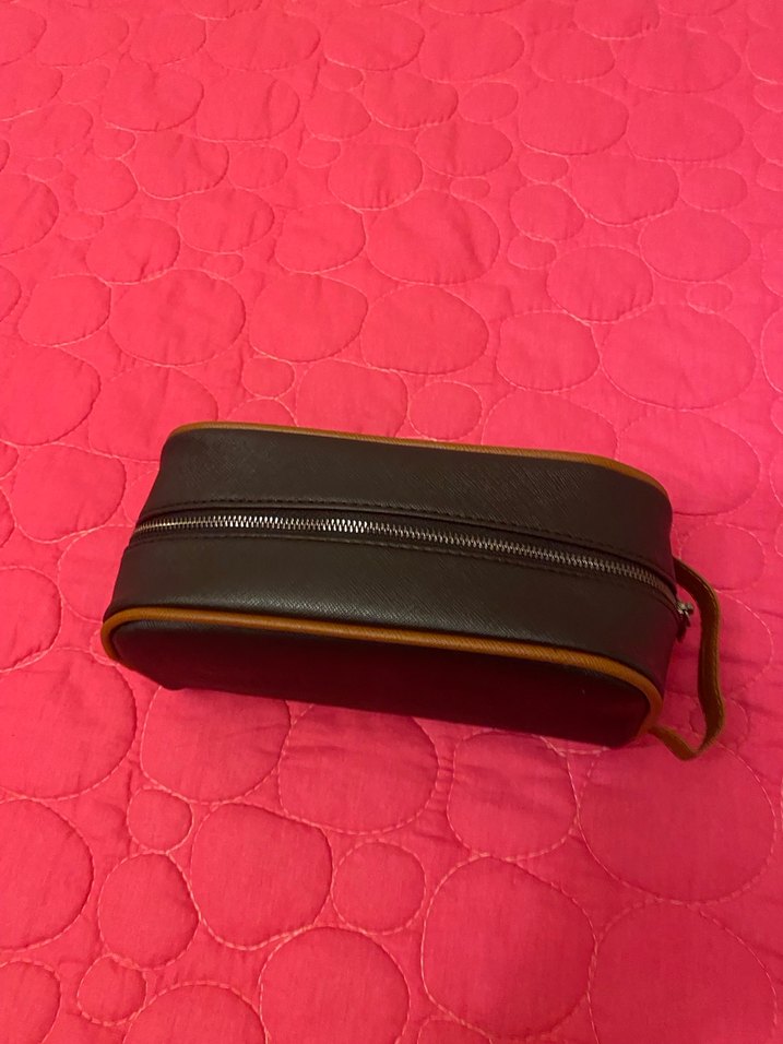 Kahverengi Deri Fermuarlı  çok amaçlı çanta  içi dolu - Görsel 3