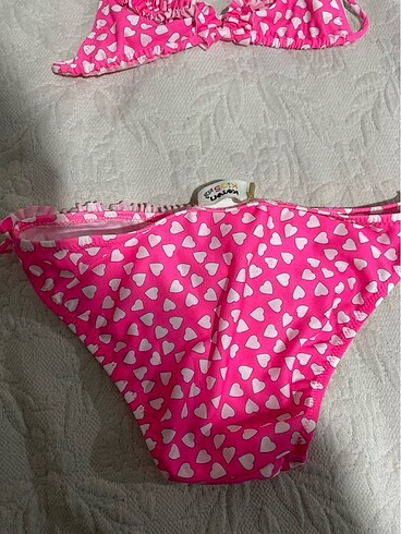 11-12 Yaş Beden pembe Renk Koton Çocuk Bikini