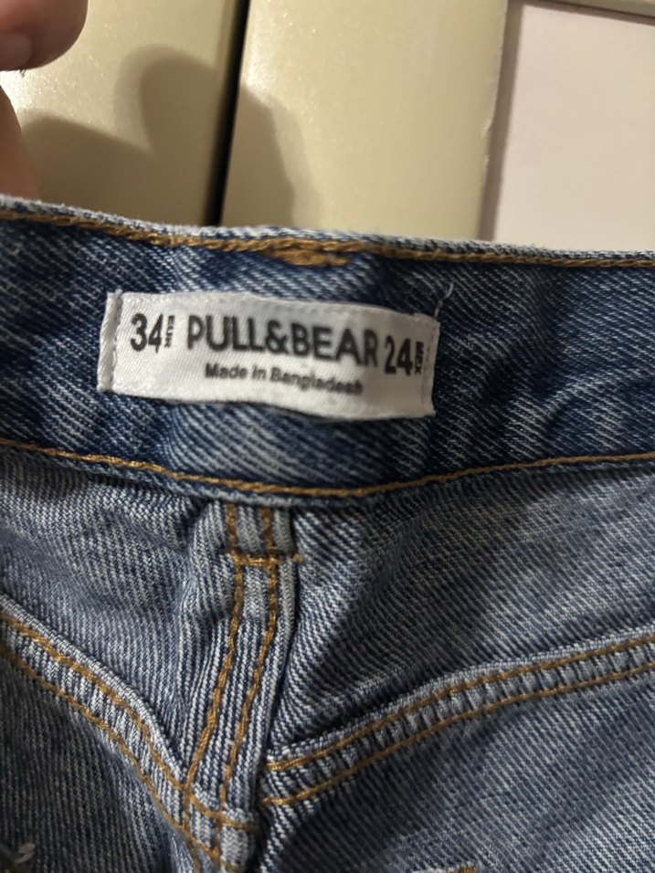 Düğmeli Mavi Kadın Denim Pantolon - Görsel 3