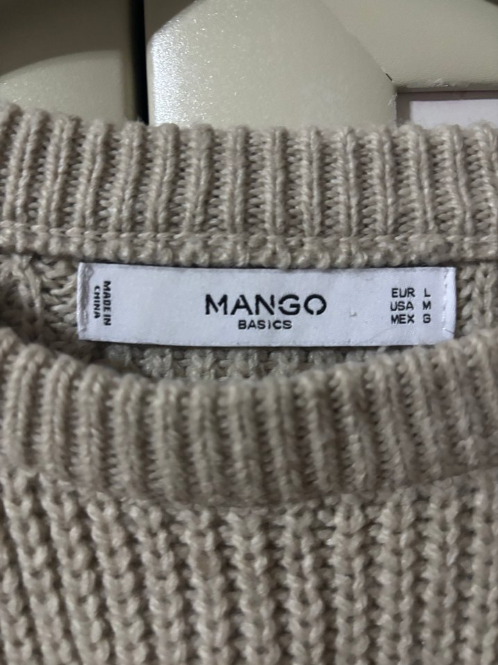 Bej Kadın Triko Rahat Kesim Kazak - Görsel 3