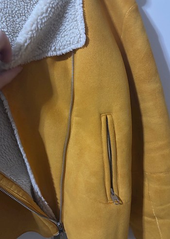 Sarı Süet Kürk Detaylı Kadın Ceket - Görsel 3