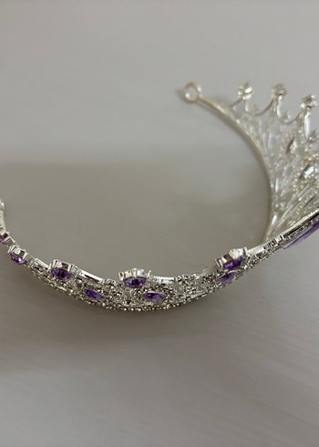 Mor Taşlı Parlak Gelin Tacı - Görsel 3