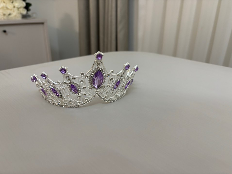 Mor Taşlı Parlak Gelin Tacı - Görsel 2