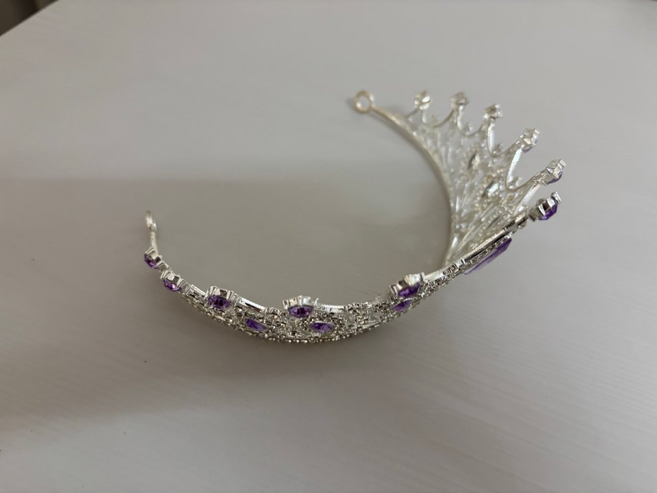 Mor Taşlı Parlak Gelin Tacı - Görsel 3