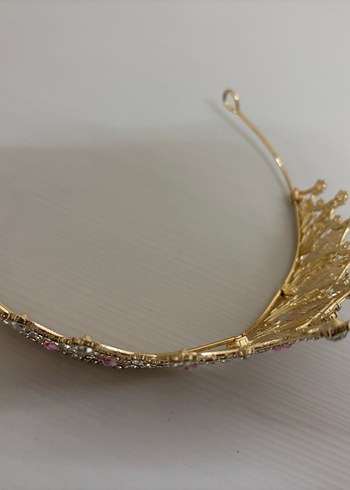 Pembe Taşlı Parlak Gelin Tacı - Görsel 3