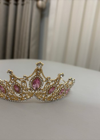 Pembe Taşlı Parlak Gelin Tacı - Görsel 2