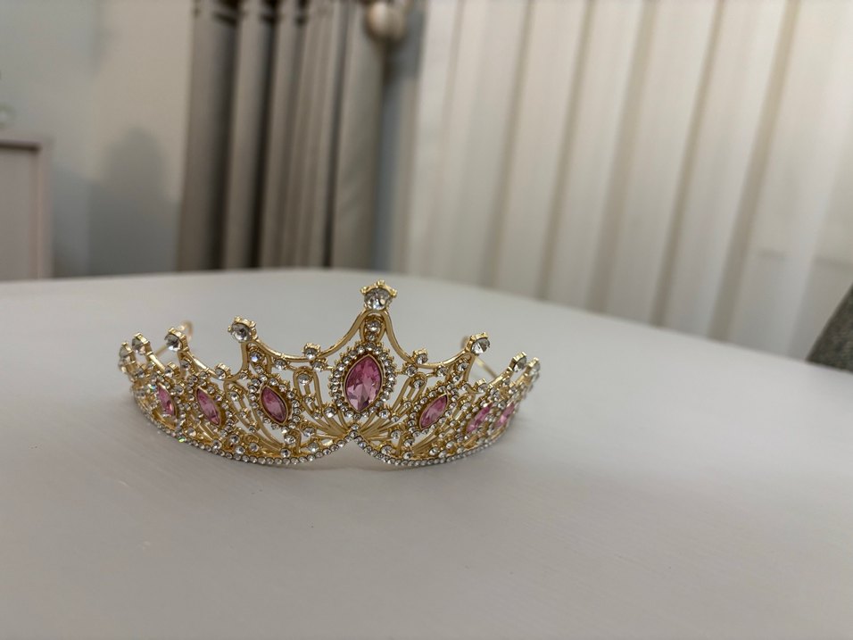 Pembe Taşlı Parlak Gelin Tacı - Görsel 2
