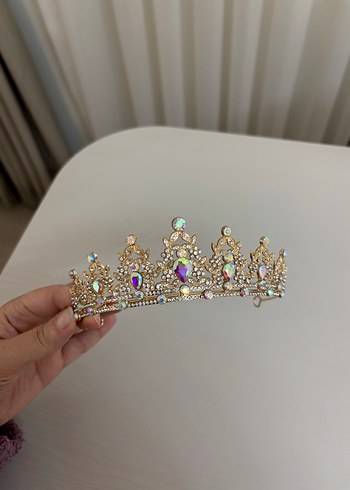 Parlak Altın Taşlı Gelin Tacı - Görsel 3