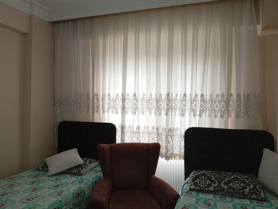 Nakışlı Beyaz gupurlu Tül Perde - Görsel 3